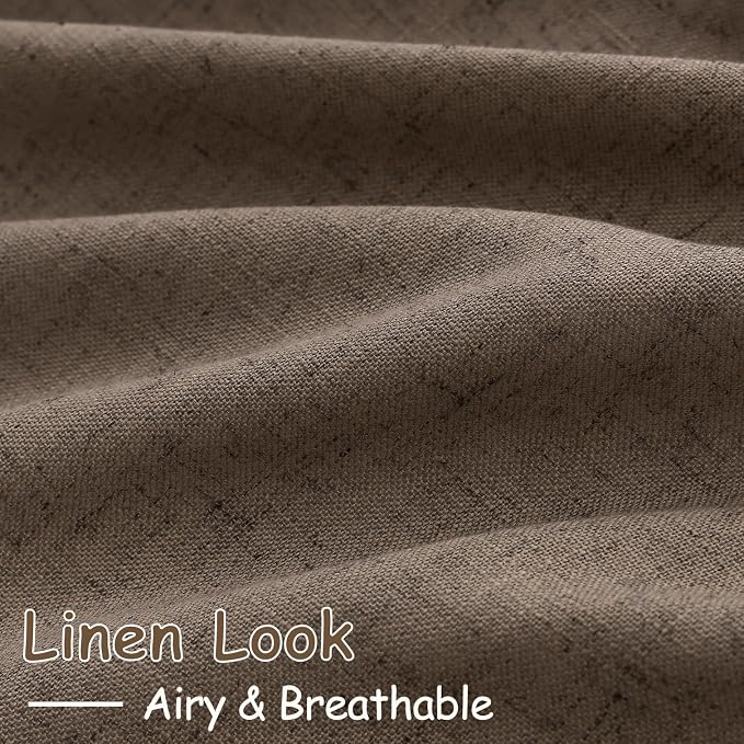Nanspring Light Brown Semi Sheer Linen Curtains 72 Inch Length - Image 5