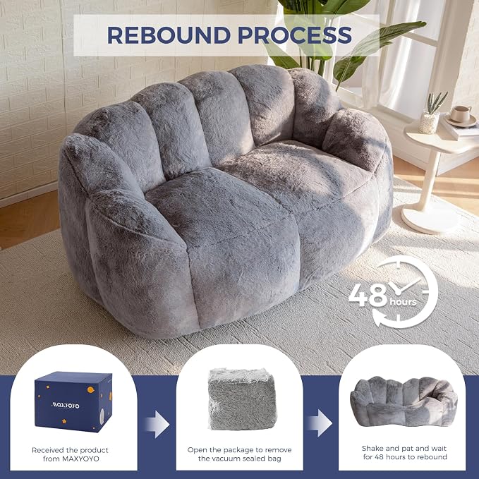 MAXYOYO Bean Bag Chair for Adults, Loveseat Floral Shaped Bean Bag Sofa - Image 6