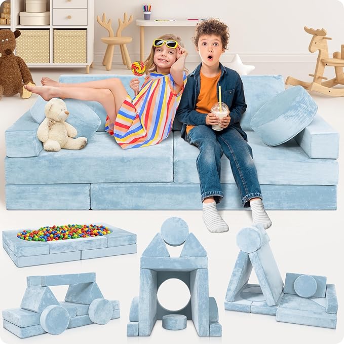 Lunix LX15 14pcs Modular Kids Play Couch, Child Sectional Sofa, Fortplay by Lunix