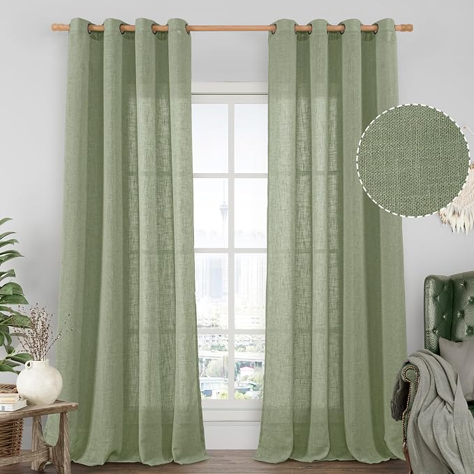 LAMIT Living Room Linen Curtains 90 Inch by LAMIT