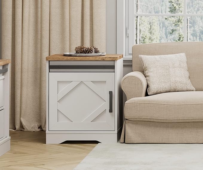 WAMPAT 24.3" H End Table for Living Room, Rustic Nightstand - Image 4