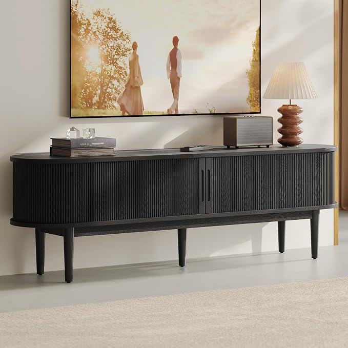 LINSY HOME 70" Fluted TV Stand for TVs up to 80 Inch, Mid Century Modern - Image 4