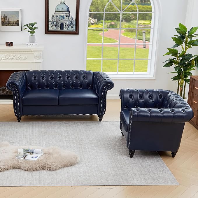 QHITTY 2 Piece Living Room Set, Sectional Chesterfield Sofa Chair Contemporary - Image 6