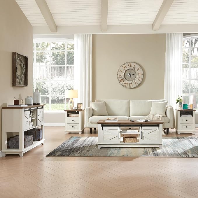 AMERLIFE Farmhouse 4-Piece Living Room Set, Entryway Console - Image 3