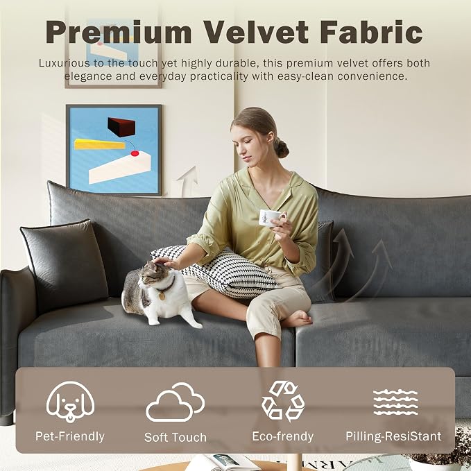 KEIKI 81.9" 3-in-1 Convertible Sofa Bed, Modern Velvet Sleeper Couch - Image 4