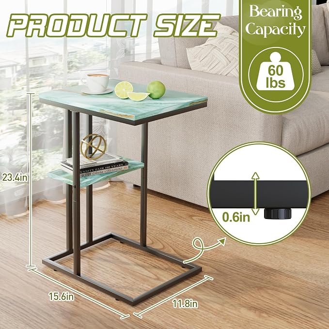C Shaped End Side Table, Couch Sofa Table - Image 2