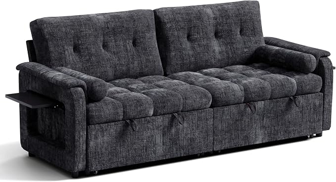 Convertible Sleeper Sofa Bed, 86 Inch Chenille Pull Out Couch - Image 12