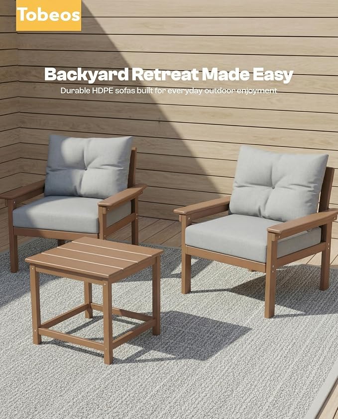 HDPE 4 Piece Patio Furniture Set, All-Weather Outdoor Couch - Image 7