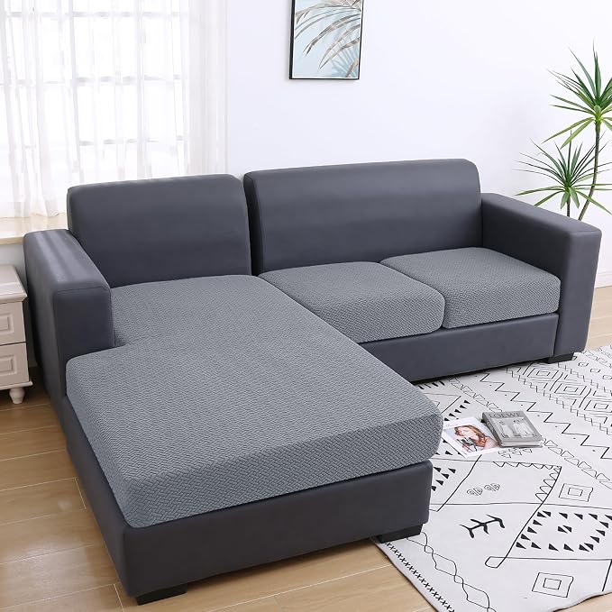Smiry Waterproof Couch Cushion Covers, Stretch Jacquard Thick Sofa Cushion - Image 5