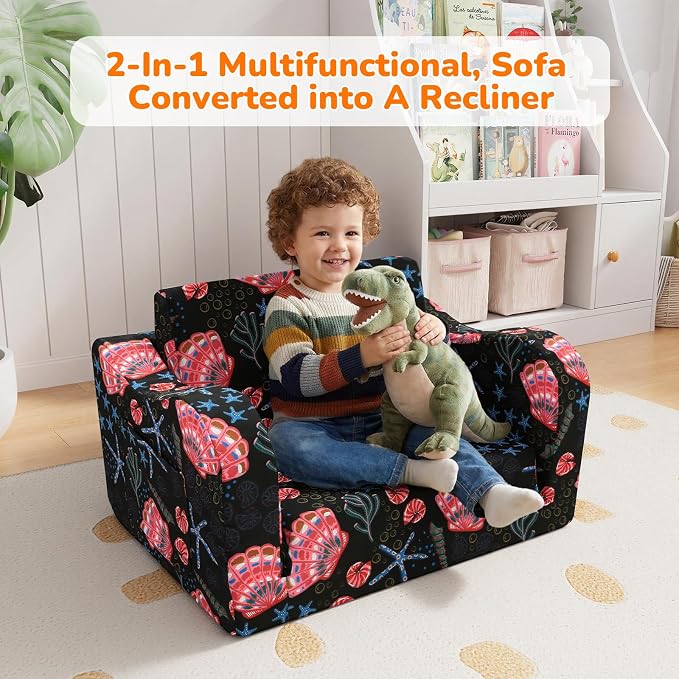 MeMoreCool Folding Kids Couch – 2-in-1 Toddler Sofa Bed, Lounge Chair - Image 5