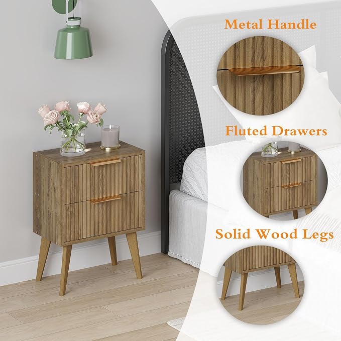YAUKOMEL Mid Century Modern Nightstand, Small Bedside Table - Image 6