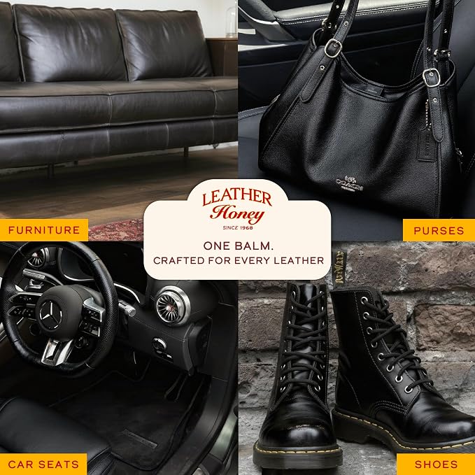 Leather Honey Black Recoloring Balm: Color Restorer and Scratch/Scuff Remover - Image 5