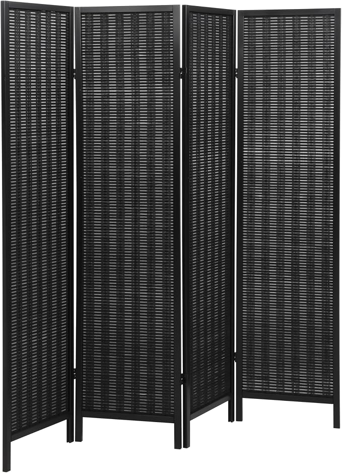 Roundhill Furniture Inkwell 4-Panel Bamboo Room Divider, Folding Portable - Image 9