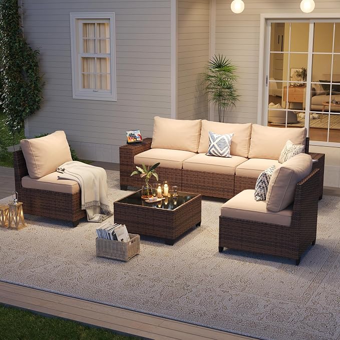 Aoxun Patio Fruniture Sets, Wicker Outdoor Patio Furniture Set - Image 2