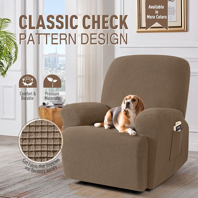 TAOCOCO Recliner Cover 4-Pieces, Recliner Stretch Sofa Slipcover, Recliner - Image 2
