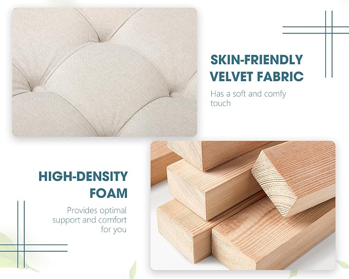 36" Large Square Ottoman with Storage, Tufted Upholstered Storage Ottoman with - Image 6