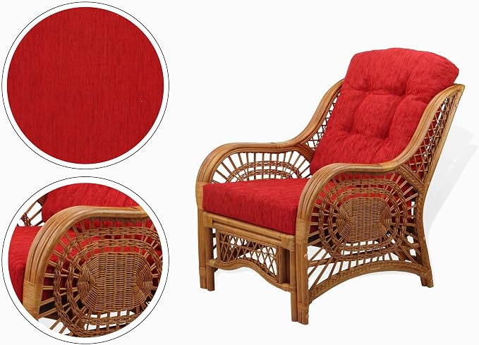 Malibu Lounge Living Accent Armchair Natural Rattan Wicker Handmade Design - Image 3
