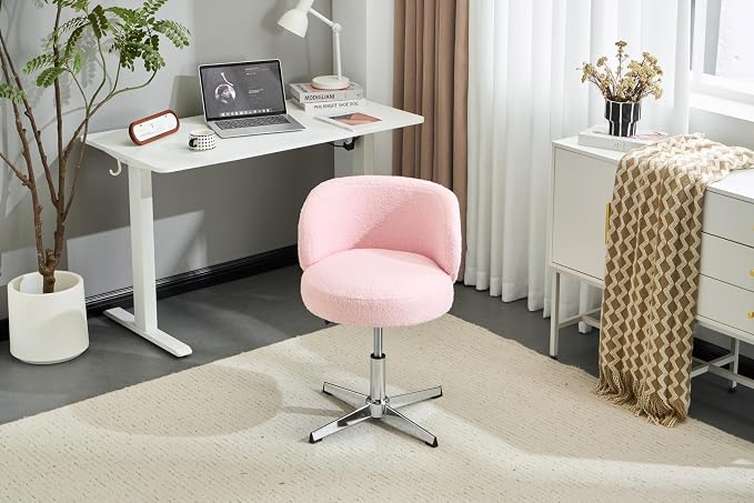 VINGLI Cute Small Swivel Desk Chair Comfy no Wheels, Ergonomic Low-Back Lumbar - Image 9