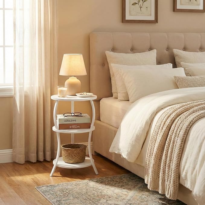 YEAKOO Vintage Small Round Side Table, 3-Tier Slim Waist Circular End Table - Image 8