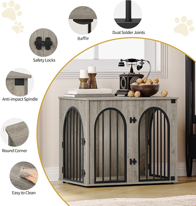 Hzuaneri 26.8'' Wooden Dog Crate Furniture, Indoor Dog Kennel Dogs Cage - Image 7