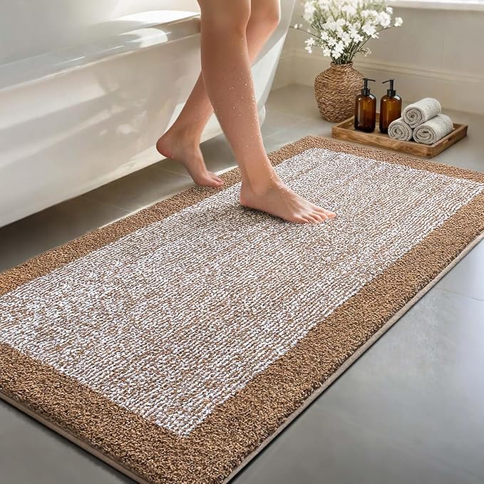 48x24 Long Bathroom Rugs Washable Non Slip, Coffee Bath Mat by Unknown