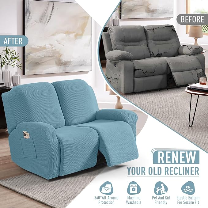 TAOCOCO Recliner Loveseat Slipcover, 6 Pieces Dual Recliner Sofa Covers - Image 4