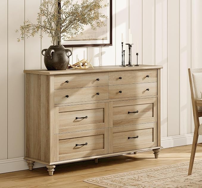 WAMPAT 8 Drawers Dresser for Bedroom, Farmhouse Dresser Chest of Drawers by WAMPAT