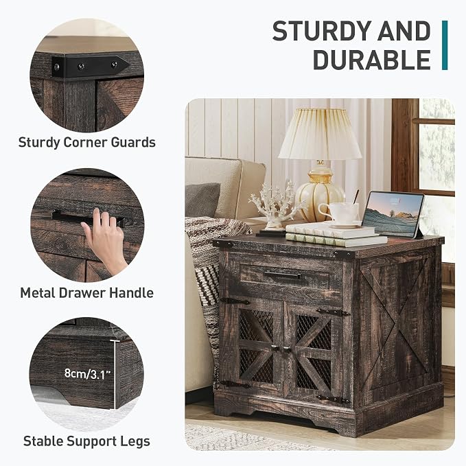 RALGEND Farmhouse End Table Set of 2, Large End Table - Image 9