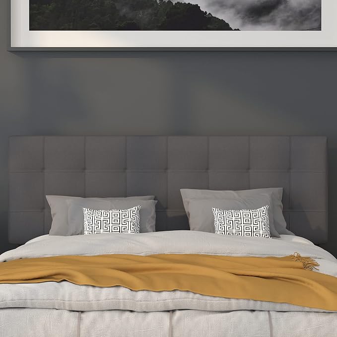 Flash Furniture Bedford Tufted Upholstered Queen Size Headboard in Dark Gray - Image 6