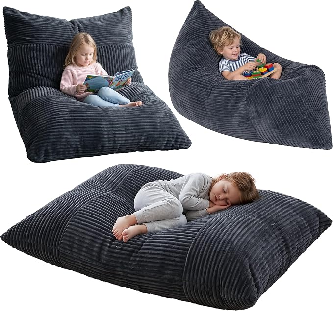 BRINJOY 3 in 1 Kids Bean Bag Chair Bed, Memory Foam Filled Floor Bed Bean Bag by brinjoy