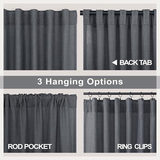 Dark Grey Curtains 84 Inch Length 2 Panels Set - Image 4
