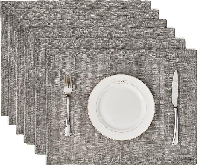 BALCONY & FALCON Placemats Set of 6 Faux Linen Cloth Place Mats Washable by BALCONYFALCON