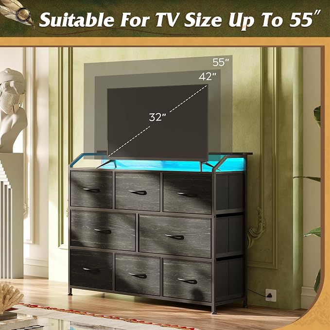 WLIVE Led Dresser for Bedroom, TV Stand for Bedroom - Image 3