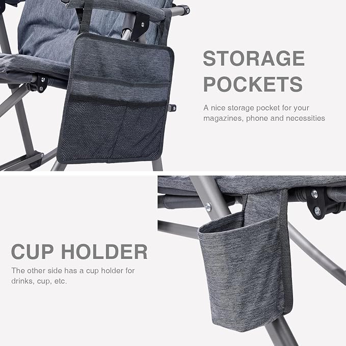 EVER ADVANCED Oversized Folding Rocking Camping Chair, Padded Portable Rocker - Image 7