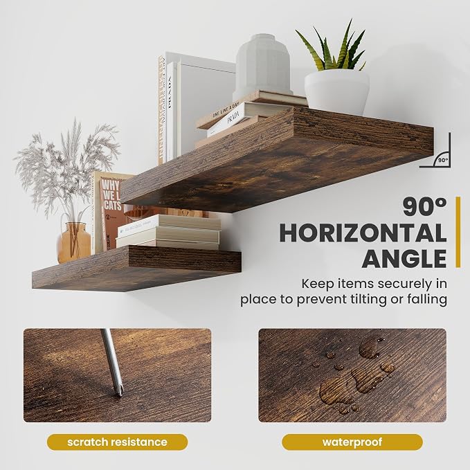 Acovy 72 Inch Floating Shelves, 9.3" Deep Floating Shelf Wall Mounted, Rustic - Image 7