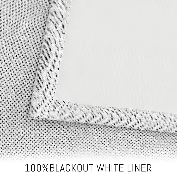 Yakamok White Linen Curtains 100% Blackout 72 Inches Long, Room Darkening - Image 3