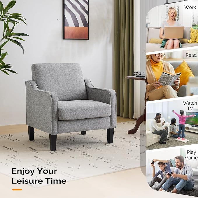 VINGLI Accent Chairs for Living Room Mid Century Modern Chair Sofa Chair - Image 7