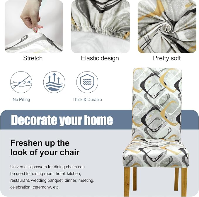 BIETYONE Stretch Dining Chair Covers Set of 4, Soft Removable Washable Kitchen - Image 3