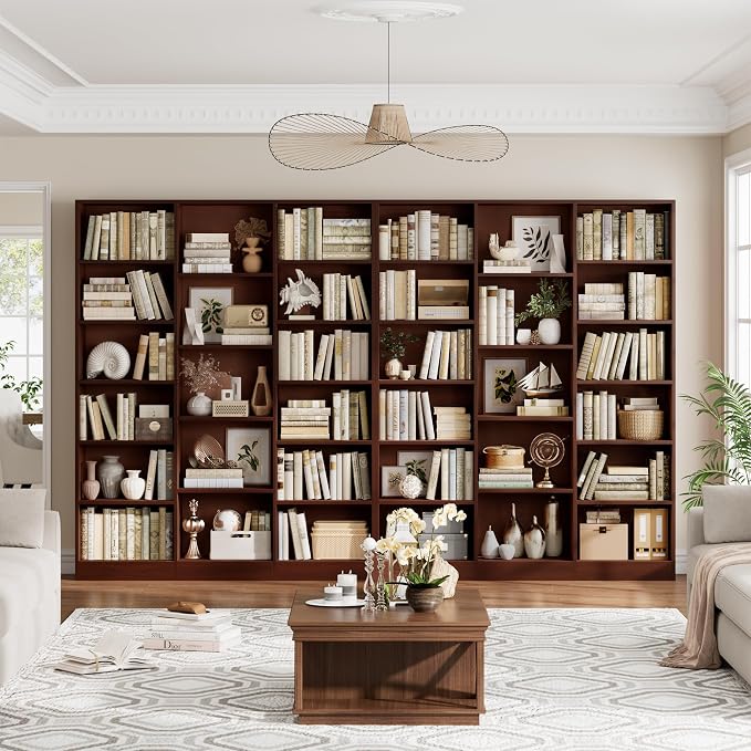 FACBOTALL Triple Wide Bookshelf, 6 Tier Large Bookshelf, Bookcase - Image 4
