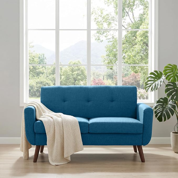 Tbfit 56" W Loveseat Sofa, Mid Century Modern Decor Love Seat Couches - Image 3