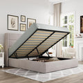 Allewie Full Size Lift Up Storage Bed, Modern Wingback Headboard, Hydraulic by Allewie