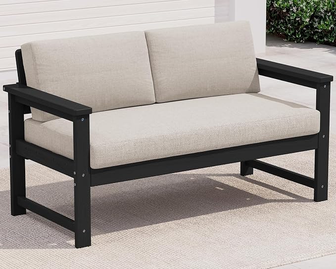 SERWALL Black HDPE Outdoor Loveseat by SERWALL
