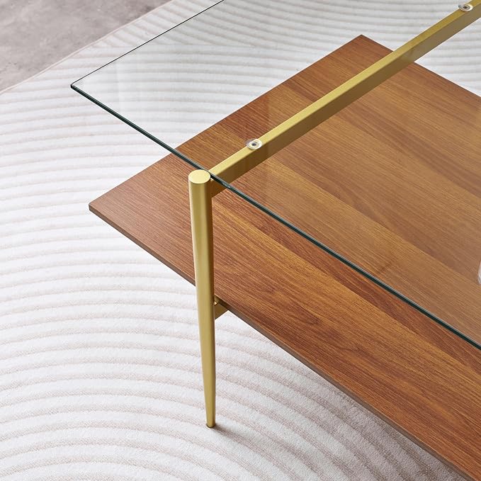 LumFurn X-Large Rectangle Glass Coffee Table, Mid-Century Modern Design - Image 5