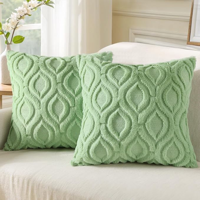 decorUhome Summer Throw Pillow Covers 20x20 Inch Set of 2, Soft Plush Faux Wool by decorUhome