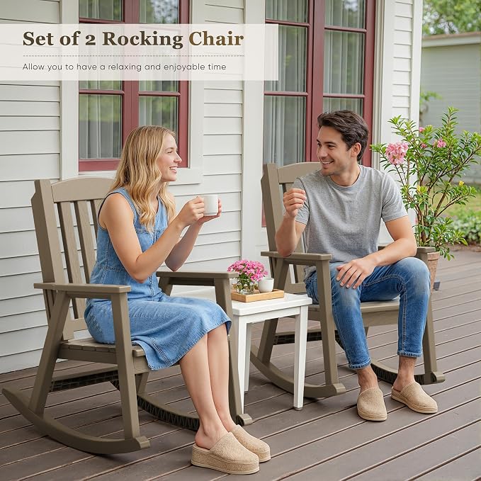 Greesum Outdoor Rocking Chair, All-Weather Patio Rocker, Rust-Proof & - Image 6