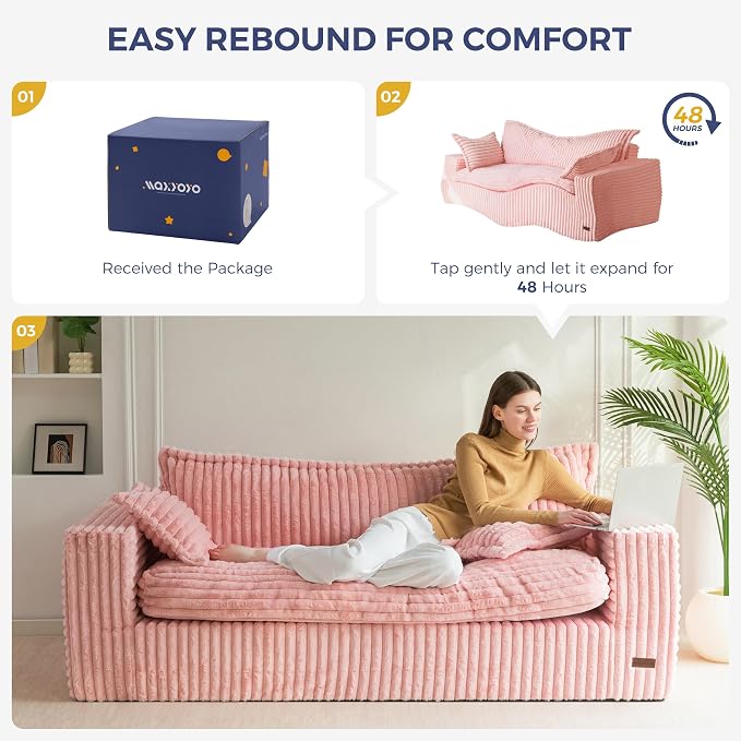MAXYOYO 76" Bean Bag Sofa Couch, Loveseat Boneless Couch in a Box, Upholstered - Image 9