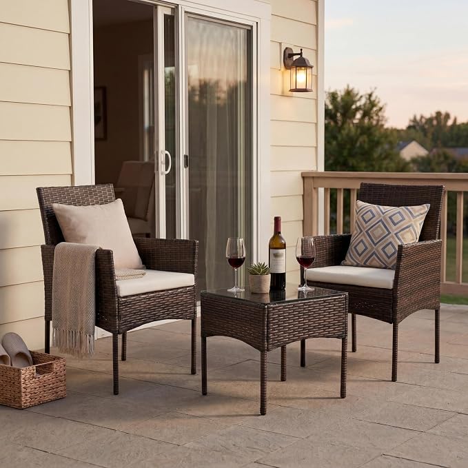 Sweetcrispy 3 Piece Patio Furniture Set, All-Weather Outdoor Conversation Set - Image 2