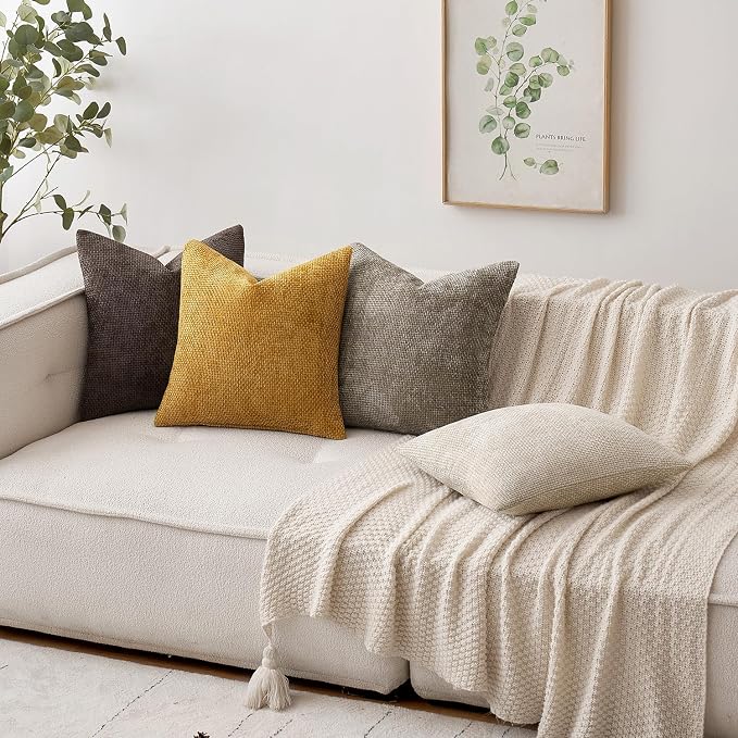 MIULEE Pack of 2 Couch Throw Pillow Covers 20x20 Inch Neutral Gold Modern Boho - Image 3