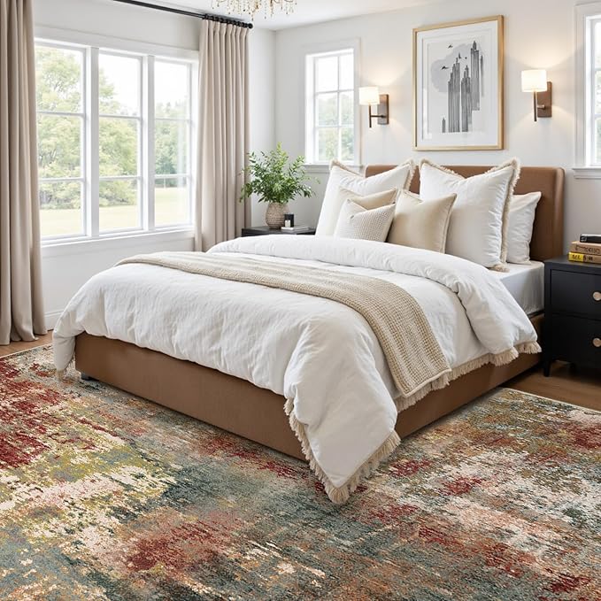 Washable Area Rugs Square 6ft Non-Slip Modern Abstract Soft - Image 7