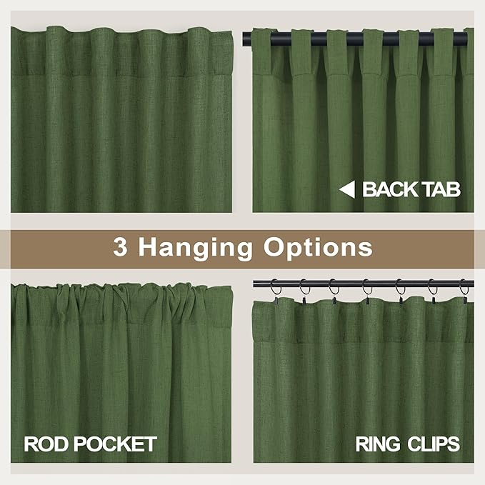 Pitalk Olive Green Curtains 102 Inch Length - Image 5